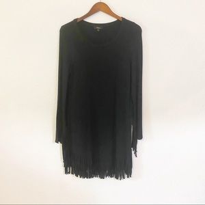 Cupio Dress S Black Fringe Long Sleeve